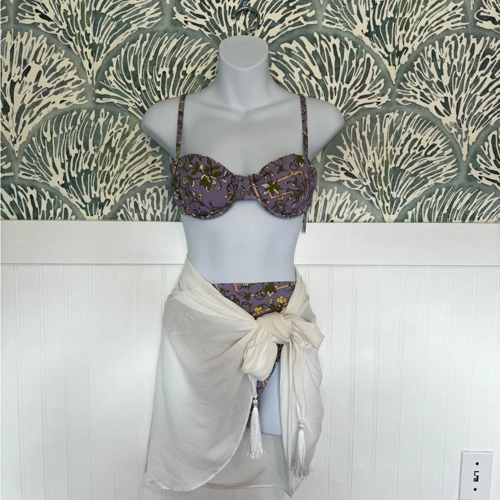 White Solido Women’s Tassel Swimsuit Sarong - Picture 2 of 3